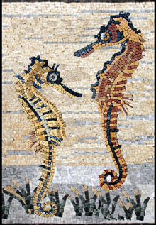 AN199 Mother & baby sea horse mosaic
