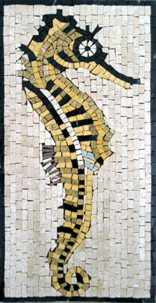 AN201 Gold & black sea horse mosaic