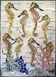 AN239 Gold sea horse group mosaic