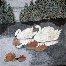 AN242 White swans on lake mosaic