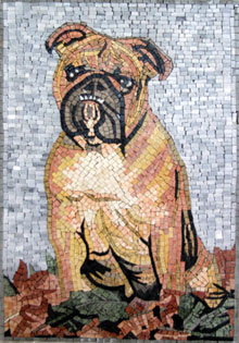 AN256 Bulldog on blue background mosaic