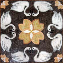 AN257 White swans & flowers art mosaic