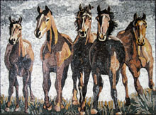 AN260 Beautiful galloping horse group mosaic