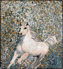 AN266 Beautiful white horse mosaic
