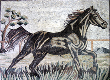 AN282 Black horse in motion mosaic
