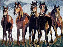 AN311 Beautiful horse group mosaic