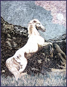 AN312 Majestic white jumping horse mosaic