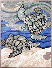 AN337 Swimming sea turtles mosaic