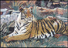 AN404 Tiger sitting in nature mosaic