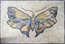 AN58 Cream yellow & grey butterfly mosaic