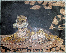AN6 Tiger sitting in nature mosaic