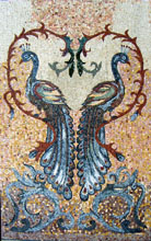 AN78 Beautiful peacocks in heart shape plant mosaic