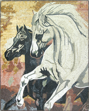 AN530 Black horse & white horse mosaic