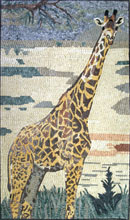 AN534 Beautiful gold & black giraffe landscape mosaic