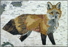 AN547 Fox with snow background mosaic marble