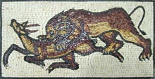 AN452 Lion and prey hunting scene mosaic