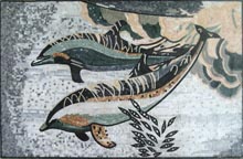 AN621 Underwater grey & pink dolphins mosaic
