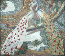 AN659 Peacocks with long feather tails mosaic