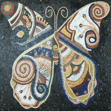 AN666 Big colorful stone tile butterfly mosaic
