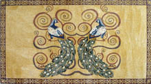 AN673 Colorful peacocks on golden background mosaic