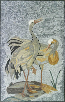 AN759 White swans marble mosaic