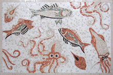 AN764 White & red mixed sea life mosaic