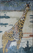 AN861 Beautiful gold & black giraffe landscape mosaic