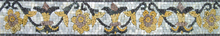BD147 Gold & grey floral mosaic border