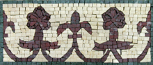 BD212 Burgundy on white floral mosaic border