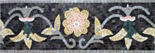 BD238 Yellow on black floral mosaic border