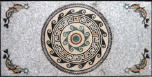 CR106 Rectangular mosaic medallion with corner fish