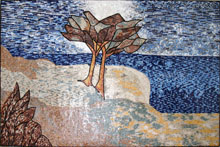 CR126 Two trees by the sea mosaic marble
