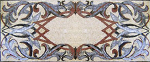 CR133 Burgundy & blue floral mosaic art carpet