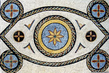 CR135 Geometric shapes and flowers mosaic carpet