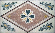 CR137 Blue & yellow flower design mosaic carpet