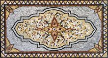 CR141 Cream yellow & light blue floral mosaic carpet