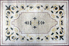 CR144 Black white & gold elegant floral design carpet