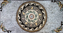 CR185 Rectangular mosaic medallion with corner fish