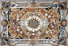 CR196 Rectangfular floral design mosaic with border