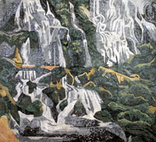 CR211 Beautiful waterfalls natural landscape mosaic  marble
