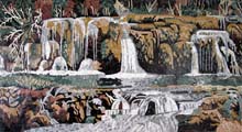 CR221 Beautiful waterfalls landscape mosaic  marble