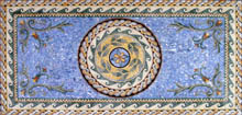 CR230 Roman leaves and flowers on blue background mosaic