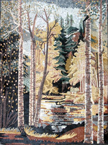 CR239 Autumn scene forest mosaic marble