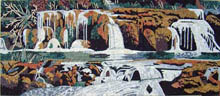 CR249 Beautiful waterfalls scene mosaic marble