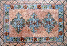 CR69 Blue and brick style tiles with floral border mosaic