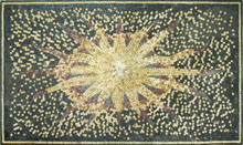 CR596 Sun and yellow sparkles on black mosaic tiles