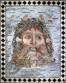 FG164 Okeanos god mosaic Greek Titan Mosaic