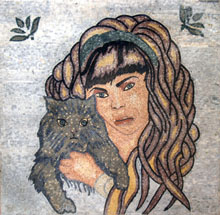 FG167 Mosaic Woman and Cat Mosaic