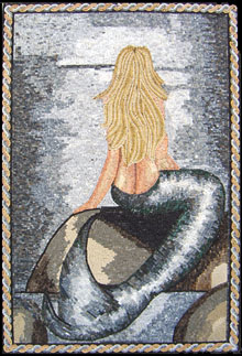 FG398 Mermaid Mosaic Stone Wall Mosaic