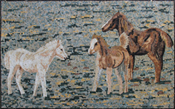AN250 Three small horses marble mosaic